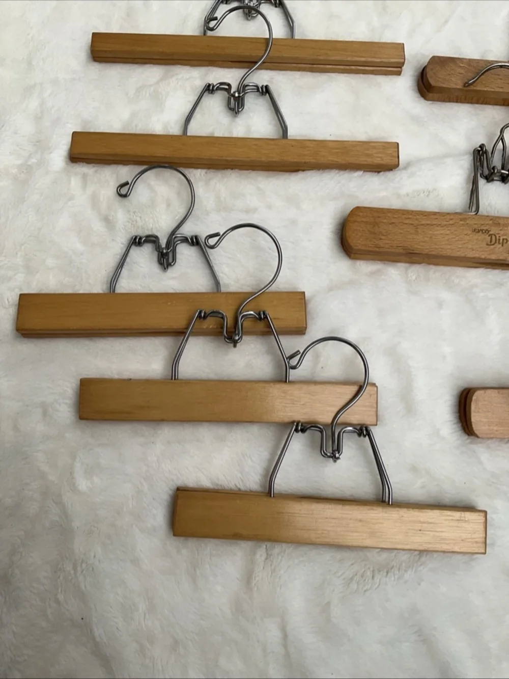 Lot of 8 Metal & Wooden Slack Skirt Pants Hangers Various Vintage Size & Brands